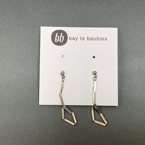 Bay to Baubles Daragh Square Beaded Dangling Earrings Silver-tone NIB